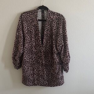Torrid Womens Leopard Animal Print Open 3/4 Sleeve Jacket/ Cardigan Sz 3X